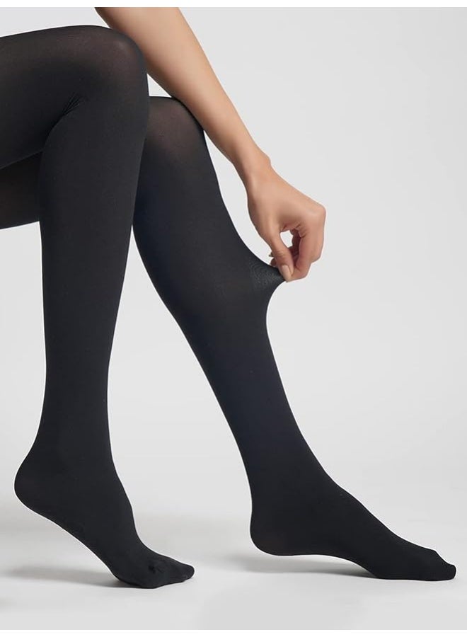 Glamroot Strechable High Waist Pantyhose Opaque Stocking Tights For Women , Black/Beige, Pack Of 2 - Image 5